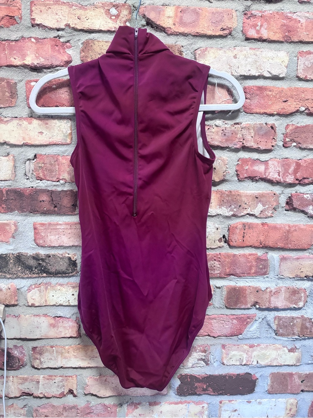 Weissman burgundy zip up leotard